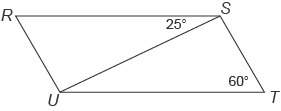 Rstu is a parallelogram. what is the measure of ∠ust?  enter you