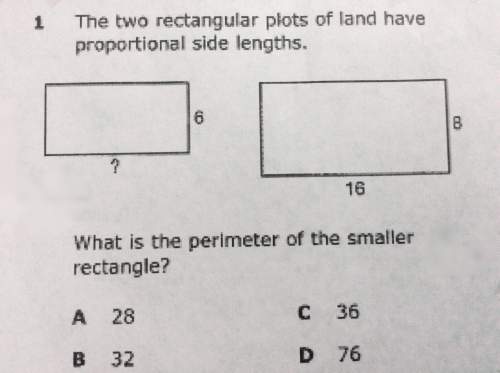 The two rectanglular plots of land has proportional side lengths. what is the perimeter of the