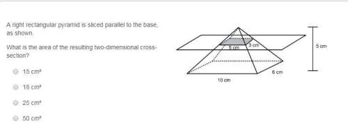 Aright rectangular pyramid is sliced parallel to the base, as shown. what is the area of
