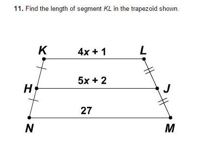 Find the length of segment kl in the trapezoid shown.