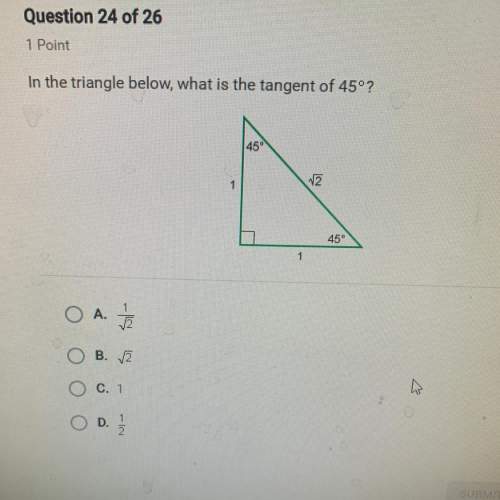 In the triangle below, what is the tangent of 45°?