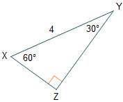 Given right triangle xyz, what is the value of tan(y)?  a. 1/2 b. √3/3 c. √3
