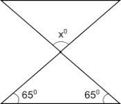 Find the measure of angle x in the figure below:  a. 50° b. 75° c. 115°