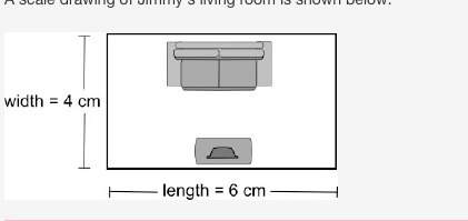 If each 2 cm on the scale drawing equals 8 feet, what are the actual dimensions of the room? &lt;