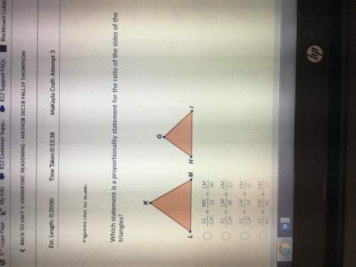 Which statement is a proportionality statement for the ratio of the sides of the triangles