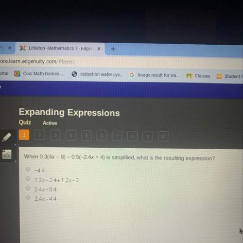 When 0.3(4x-8)-0.5(-2.4x+4) is simplified what is the resulting expression