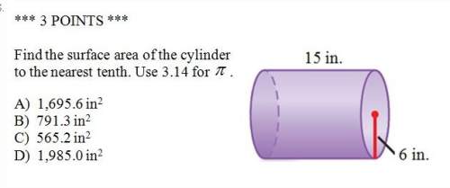 Find the surface area of the cylinder to the nearest tenth. use 3.14 for n a. 1,695 in^2