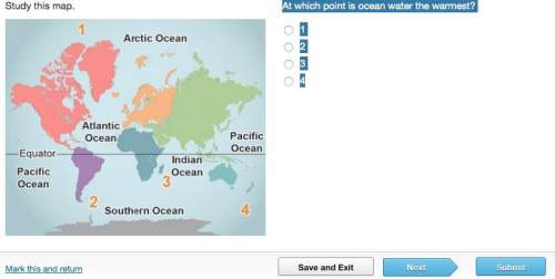 At which point is ocean water the warmest?  1 2 3 4 (i pic