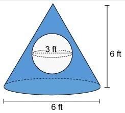 the figure is a cone with a sphere within it. to the nearest whole number, what is the approx