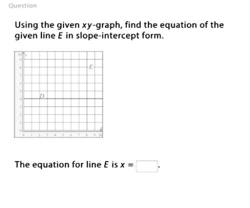 using the given xy-graph, find the equation of the given line e in slope-intercept form.