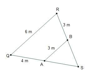 Points a and b are midpoints of the sides of triangle qrs what is sa? 2 m 3 m 4 m 6 m