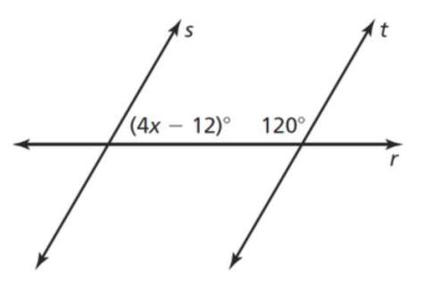 If line s and line t are parallel lines cut by transversal line r, what is the value of x?