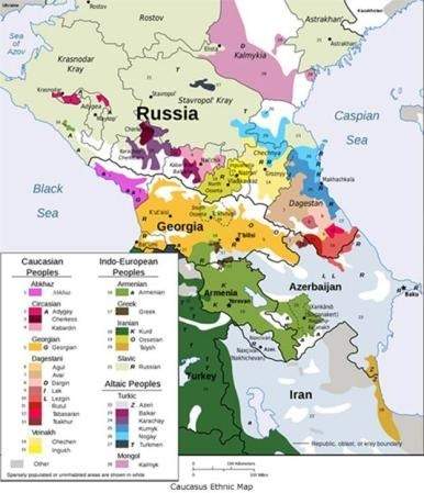 Which country on the map is least likely to experience ethnic conflict?  armenia i