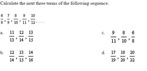 Calculate the next three terms of the following sequence.