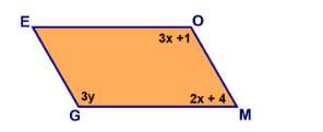 11. quadrilateral geom is a parallelogram. find . e