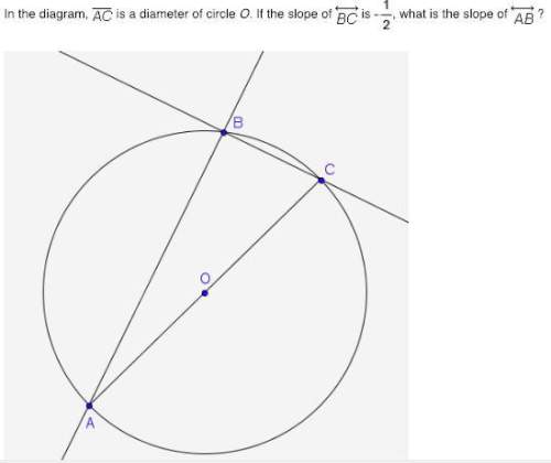 Ineed ! in the diagram, ac is a diameter of circle o. if the slope of bc is -1/2, what is the