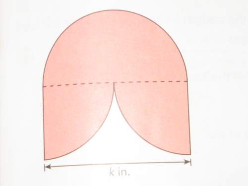 The figure is made up of one semicircle and two quadrants. the distance around the figure is 97.29 i