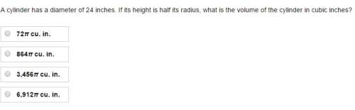 Acylinder has a diameter of 24 inches. if its height is half its radius, what is the volume of the c