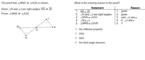(lots of points. no dumb answers )  the proof that mng ≅ kjg is shown. given