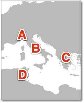 What letter on the map represents the barrier that protect rome from invasion?  a)  b)