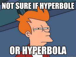 Not sure if it is hyperbola or hyperbole.