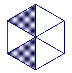 What is the probability that a point chosen at random in the regular hexagon lies in the shaded regi