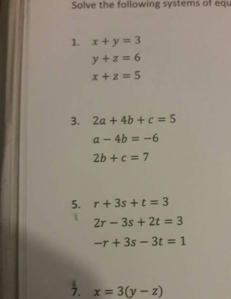 Solve this system of equation question number 5