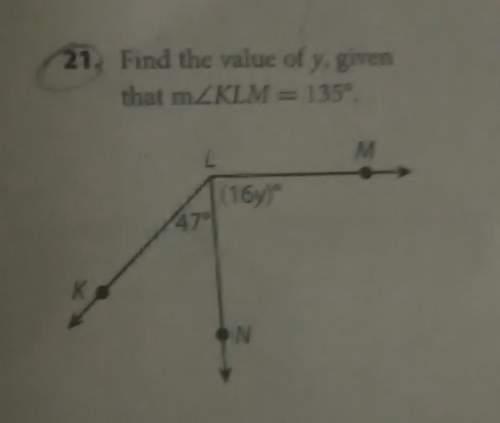 Find the value of y, given that m&lt; klm = 135