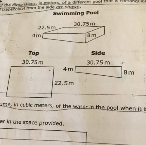 Some of the dimensions, in meters, of a different swimming pool that is a rectangular from the top a