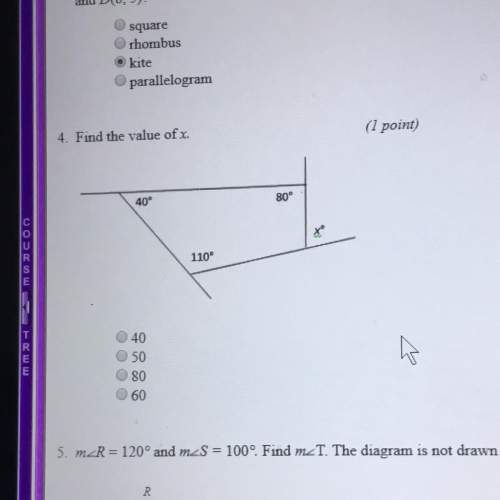 4. find the value of x. 40 50 80 60