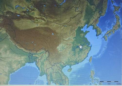 On the map below , the star is marking which physical feature of eastern asia?  a. the h