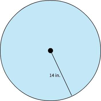 Find the area of the circle. leave your answer in terms of π. radius is 14 in.