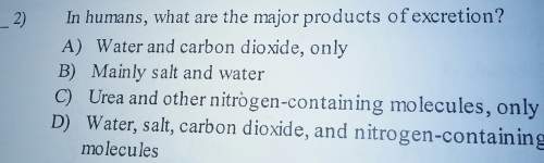 In humans what are the major products of excretion