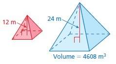The solids are similar. find the volume v of the red solid.