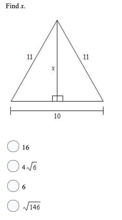 Find x. multiple choice answers are below!
