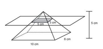 Aright rectangular pyramid is sliced parallel to the base, as shown. what is the area of the r