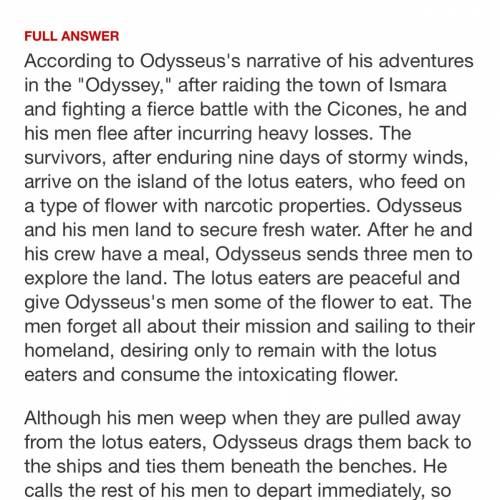 What does odysseus do when his men eat the lotus plant shows the epic hero characteristic of leaders