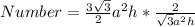 Number =  \frac{3\sqrt{3}}{2}a^2h * \frac{2}{\sqrt{3}a^2h}
