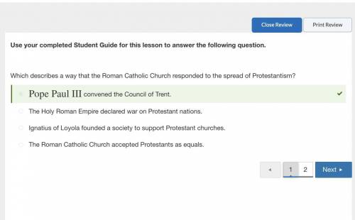 Which describes a way that the Roman Catholic Church responded to the spread of Protestantism?

A: T