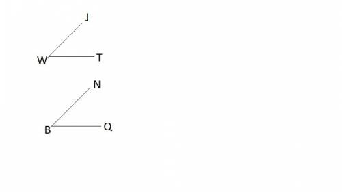 Draw an angle with the given name. 4. ∠jwt 5. ∠nbq