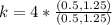 k = 4*\frac{(0.5,1.25)}{(0.5,1.25)}