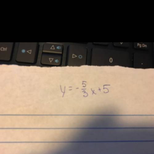 Find the equation of the line that contains the given points (0,5) (3,0)