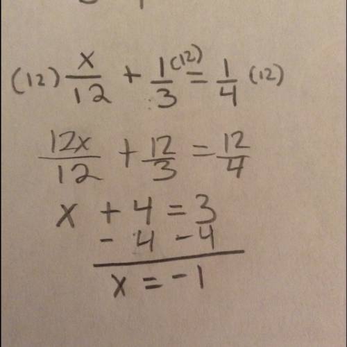 X/12+1/3=1/4 what is x in this question?