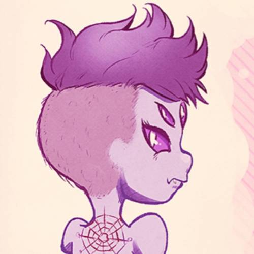 Send me a image of muffet from undertale with a short hairstyle or a mohawk