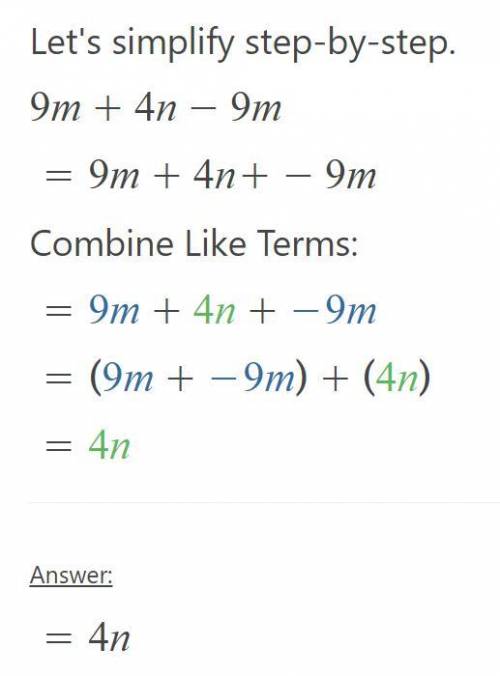 9m+4n-9m what is the answer
