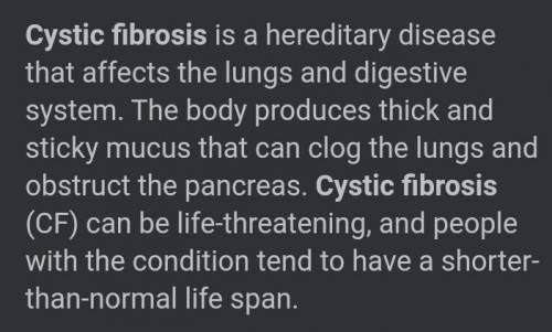 Uhm help pleas. It's for bio but med students can help too!

 
5. Cystic fibrosis is a disease. Find