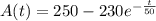 A(t)=250-230e^{-\frac{t}{50} }
