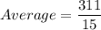 Average=\dfrac{311}{15}