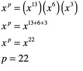 The expression (x^13)(x^6)^3 is equivalent to x^p what is the value of p?