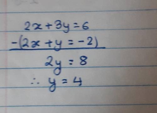 What is the value of y in the following system of equations? explain how you found your answer